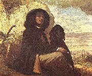 Gustave Courbet Selfportrait with black dog. oil painting artist